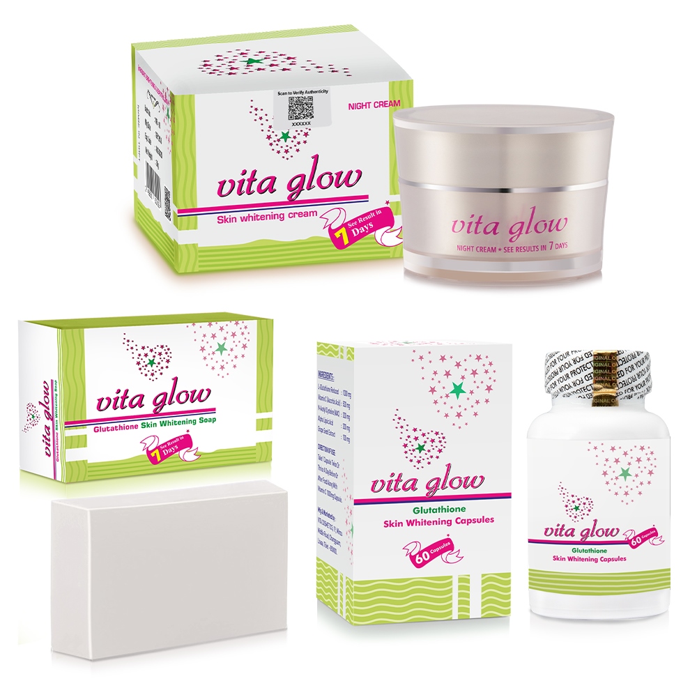 Vita Glow Night Cream & Vita Glow Glutathione Soap & Capsules